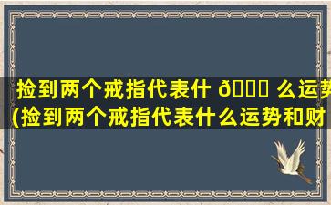 捡到两个戒指代表什 🍀 么运势(捡到两个戒指代表什么运势和财运)